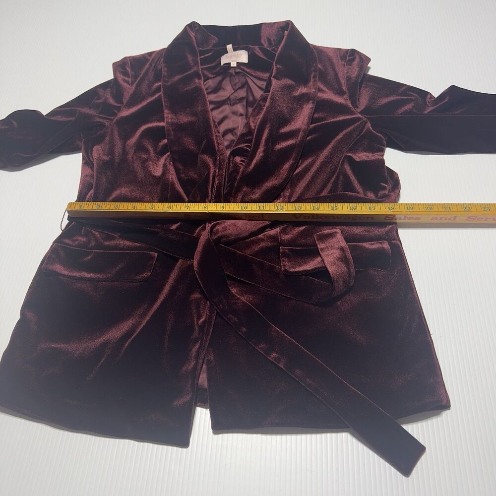 Laundry By Shelli Segal Velvet Velour Pant Suit Set M Burgundy MISSING BUTTON - Picture 10 of 15